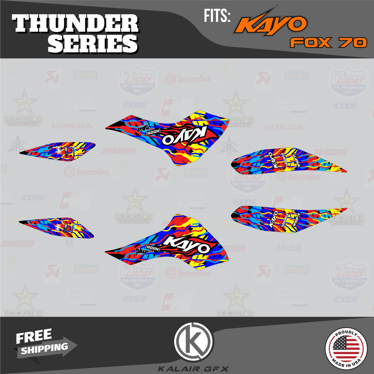 Graphics Kit for Kayo Sports Fox-70 AY-70 Storm-70 All Years Thunder RED