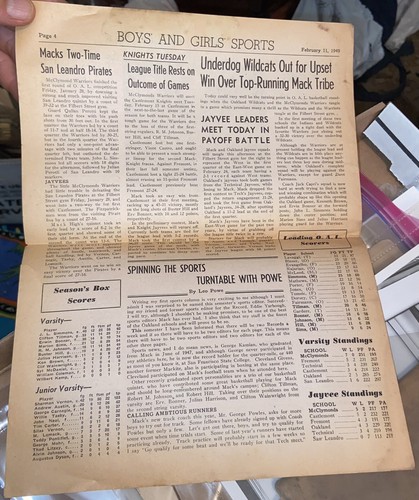 February 1949 Oakland, Calif. McCLYMONDS HIGH SCHOOL Newspaper with WILLIE TASBY - Picture 3 of 6