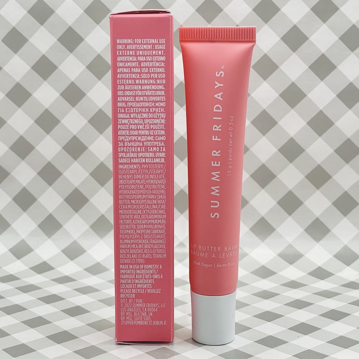 Summer Fridays PINK SUGAR Lip Butter Balm 0.5oz/15g ••NEW IN BOX