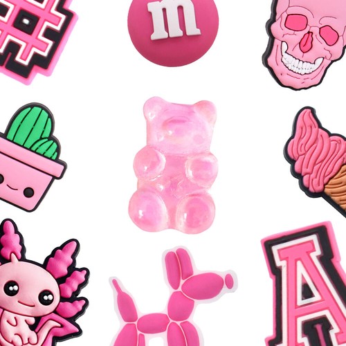 Girls Pink Jibbitz Croc Shoe Charms - Picture 1 of 54