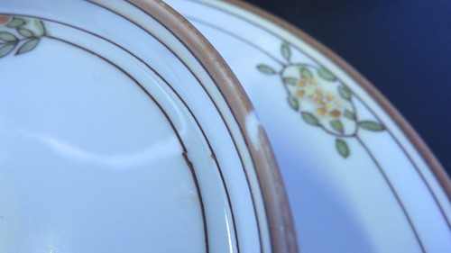 Vintage Hand-painted NIPPON 2 Tiered Floral Candy Dish, tray 8.25"D - Picture 5 of 5