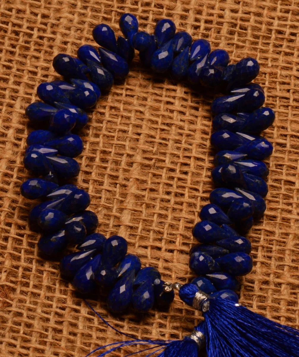 Natural Lapis Lazuli Gems 9x6 to 10x7 mm Size Faceted Teardrop Beads 9" Strand
