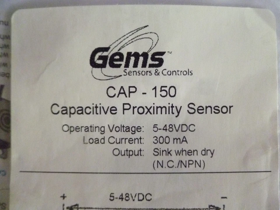 GEMS SENSORS & CONTROLS CAP-150 CAPACITIVE PROXIMITY SENSOR 240612 - Image 2 of 3
