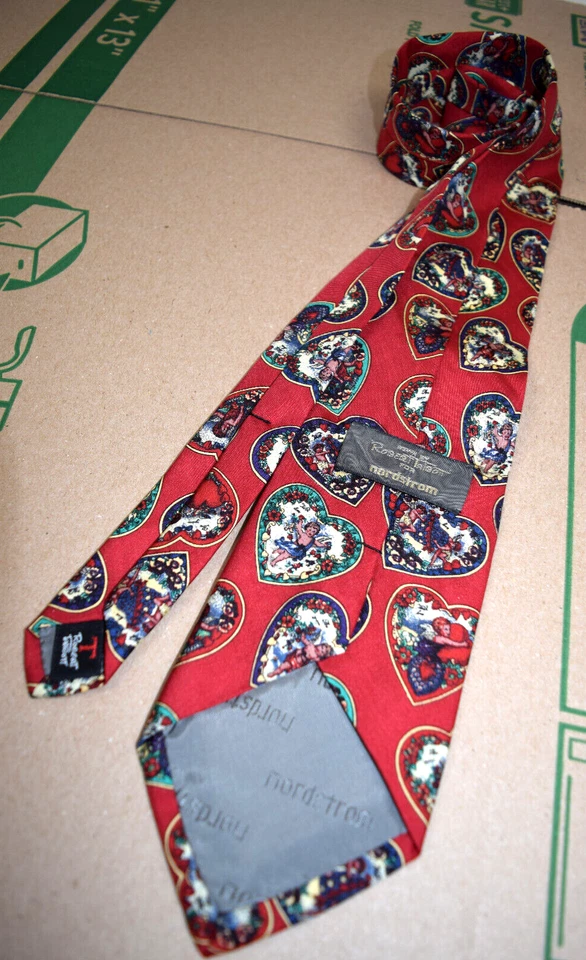 Corbata de cuello de colección años 60 70 Talbott para Nordstrom Cherub Hearts corbata de seda 56" x 3,75" Foto 4 de 4