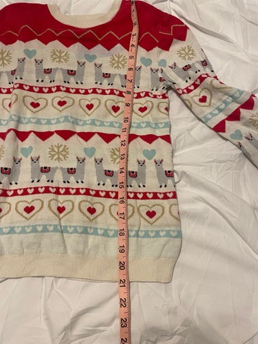 Girls Andy + Evan Holdiay Christmas Sweater Llama Red Size 7 - Picture 2 of 3
