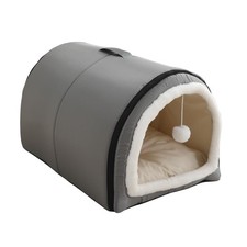 Cozy Cat Bed Cave, for Kittens and Small Pets, 18" 13" 13", Gray