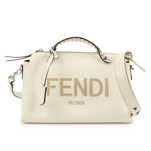 FENDI By The Way Leather Medium 2Way Bag Shoulder Bag Ivory 8BL146 Auth Used F/S