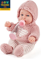12 Inch Baby Doll Set for Girls   Washable Accessories Includsd Pink Cloths, Pac