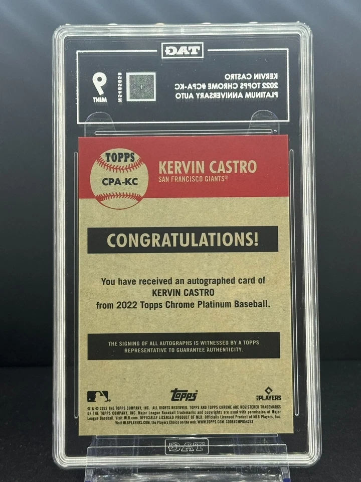 KERVIN CASTRO Rookie AUTO 2022 Topps Chrome Platinum Anny RC YANKEES MINT  TAG 9 - Image 2 of 3
