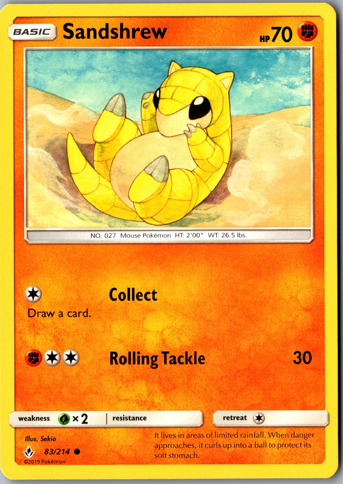 Sandshrew 83/214 Common Unbroken Bonds Lightly Played Pokemon Card TCG Single