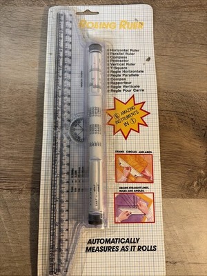 Vintage All-Purpose 6 in 1 Rolling Ruler New In Package ~Measures As It Rolls