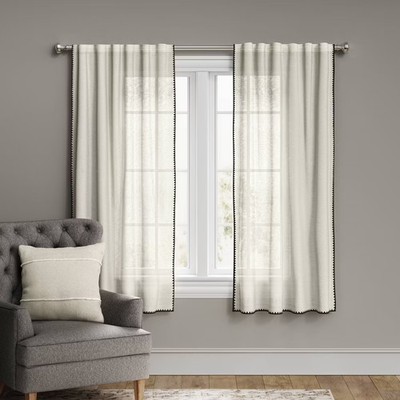 1pc 54''x108'' Light Filtering Stitched Edge Window Curtain Panel Off White -