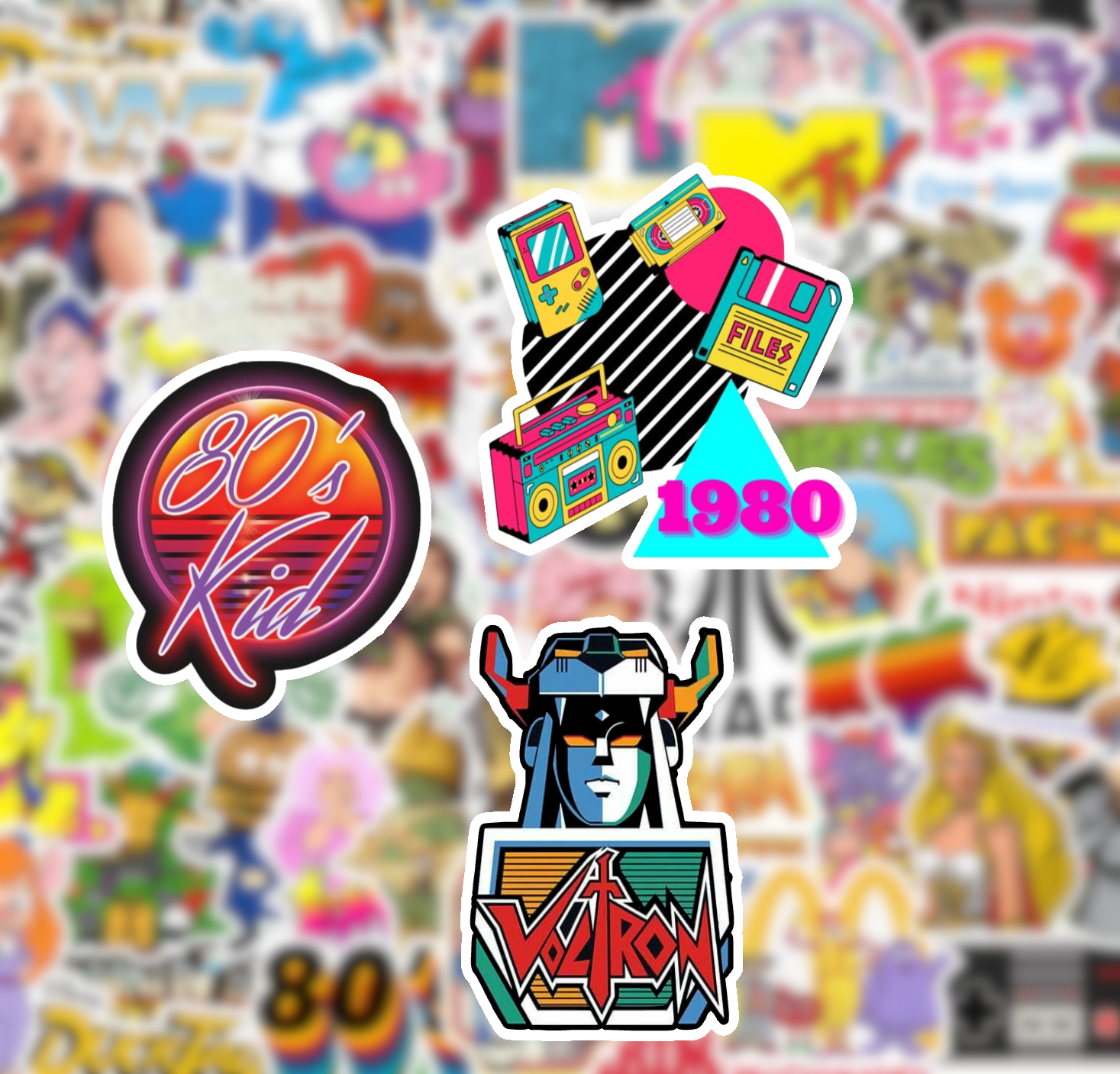 25/50 1980’s Sticker Pack-Waterproof Matte Vinyl | eBay