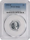 1943-D Lincoln Steel Cent MS66 PCGS