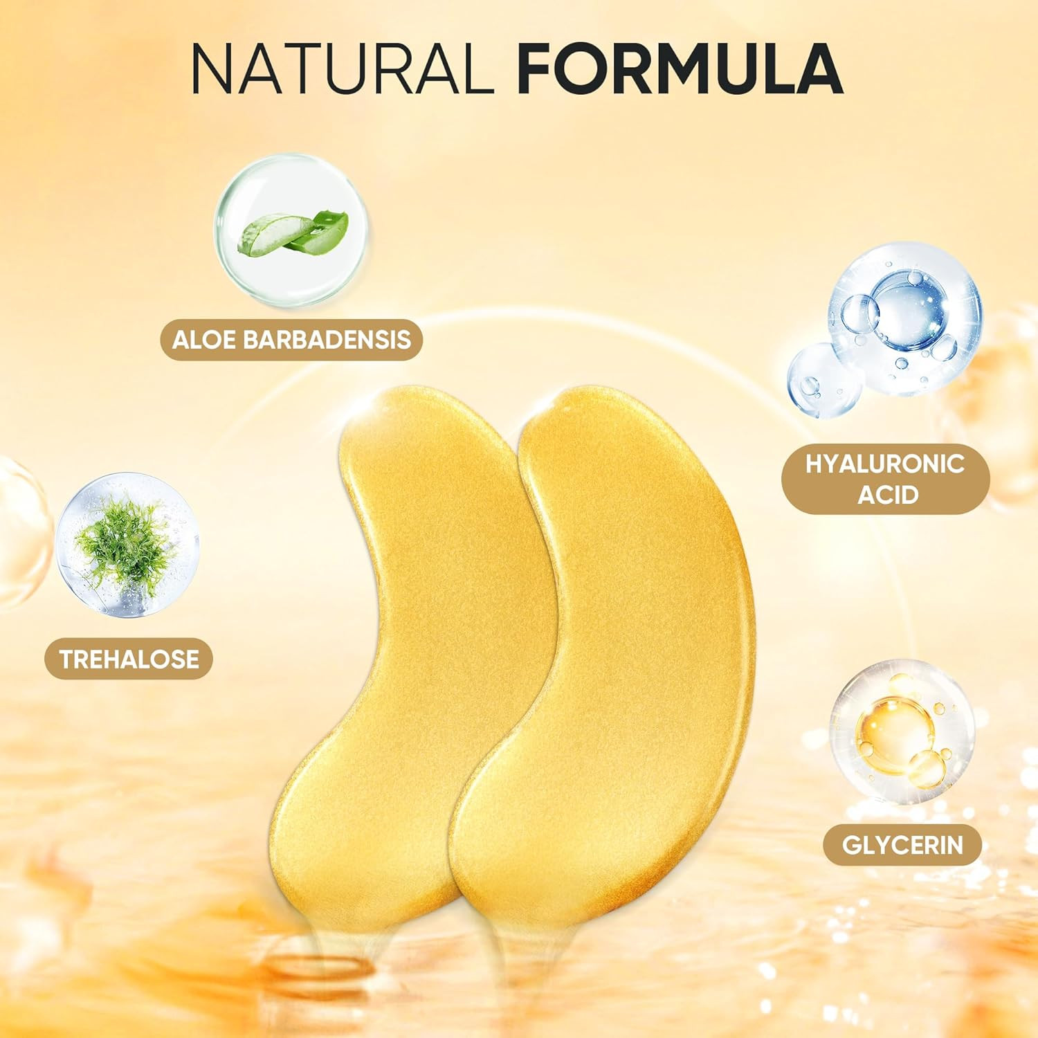 20Pcs (10Pairs) 24K Gold Under Eye Patches for Dark Circles, Puffiness Wrinkles