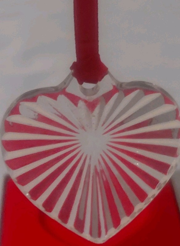 Fostoria Lead Crystal Clear Heart Christmas Ornament