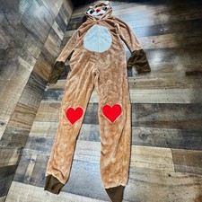 Rudolph The Red Nosed Reindeer Adult Zip Up Fleece Suit Pajama Costume Size XS