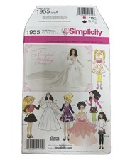 Simplicity 1955 Fashion Doll Clothes Pattern UNCUT Wedding Dress Barbie Size