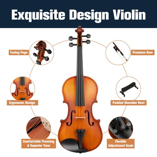 Mendini by Cecilio 3/4 Violin Set For Beginners - Hand Carved Acoustic Violin... - Picture 5 of 10