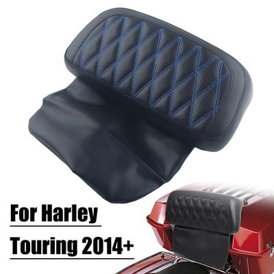 Chopped Tour Pak Pack Trunk Backrest Pad Blue Stitches For Harley Street Glide
