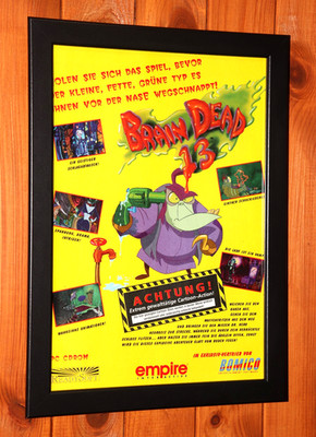 1995 Brain Dead 13 Sega Saturn Vintage Small Werbeblatt Poster / Ad Page Framed