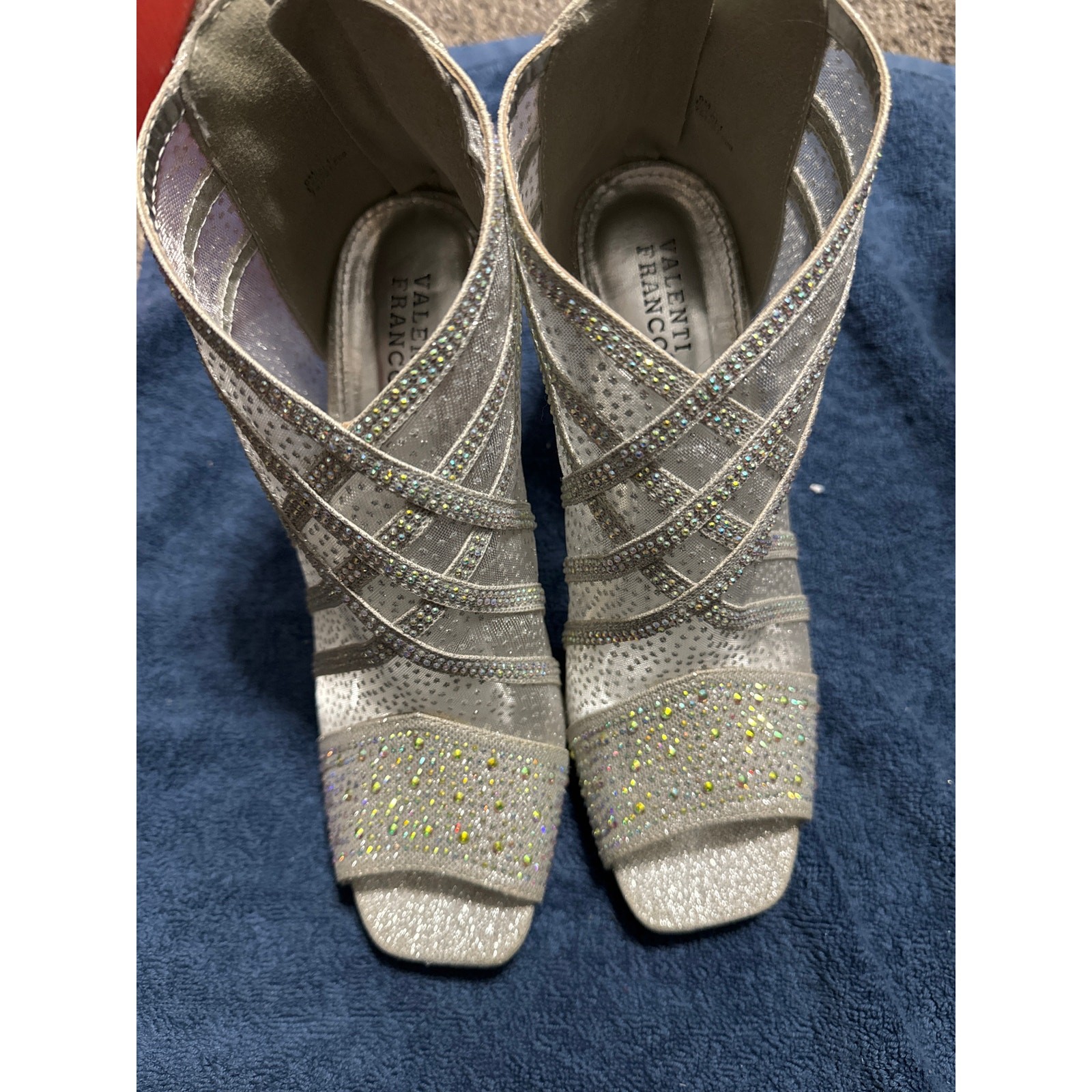 Valenti Franco Becci Glitter Rhinestone Heel Bootie Dressy Size 9 PreownedREAD image 2