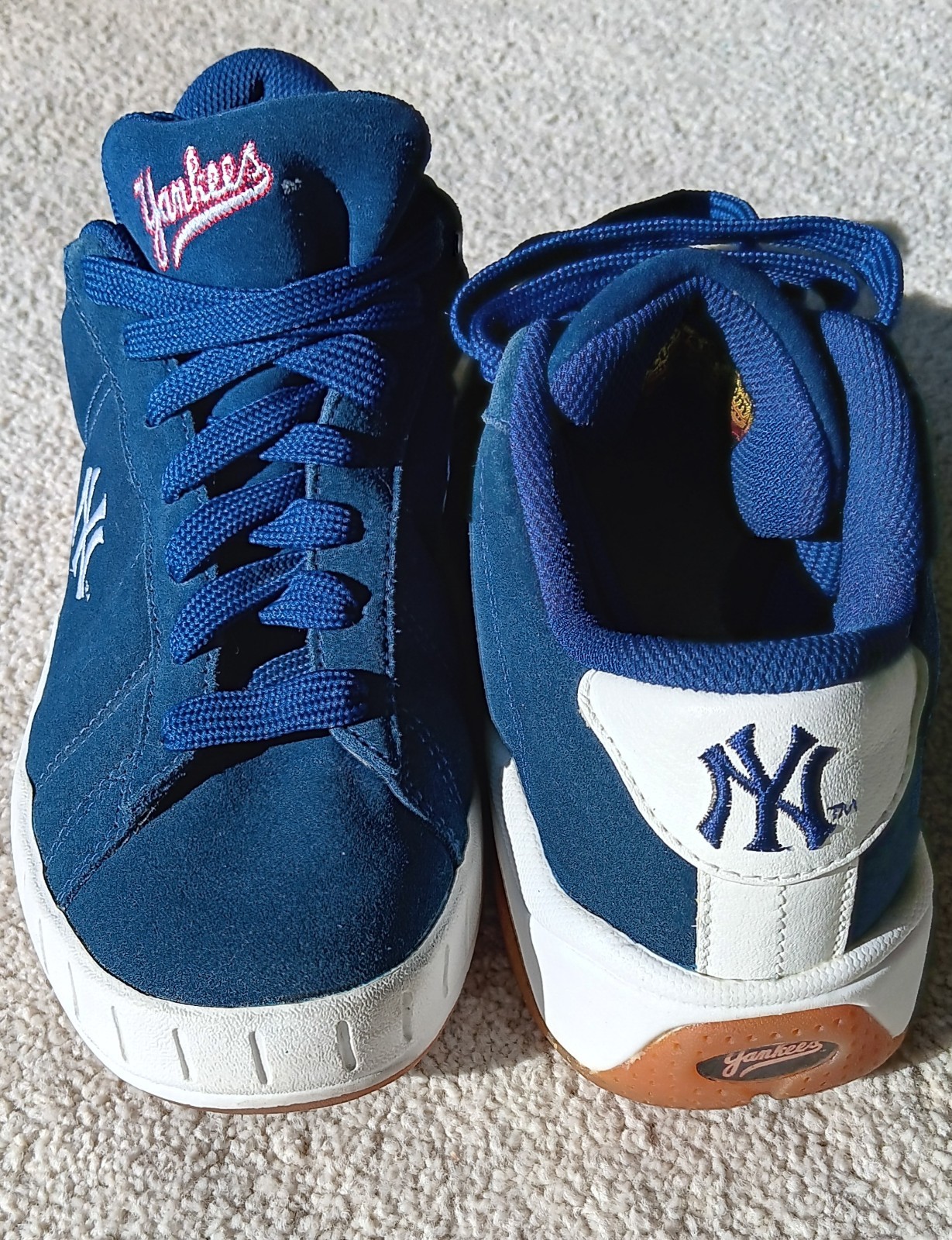 VTG 90s NWOT RARE NY Yankees Chunky ShoesUnisex SZ 9 & 7 Navy Blue Upper & Laces