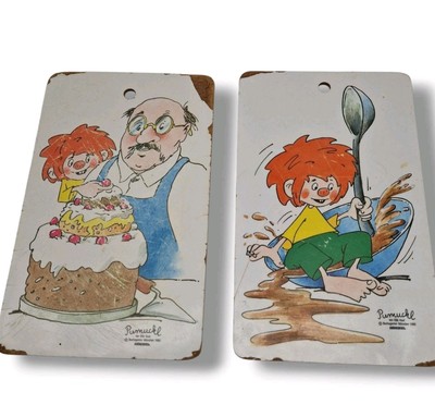  Pumuckl Schneidebrett Ellis Kaut 1980 Ricolor 2 Stück 80er retro  Selten 