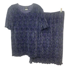 Southern Lady Pencil Skirt Set Womens L Stretch Cottage Feminine Vintage Purple