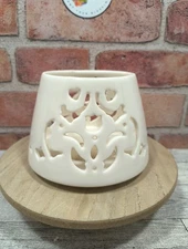 Home Interiors Preston Lattice 12157 Ceramic Candle Shade Pierce Design Ivory