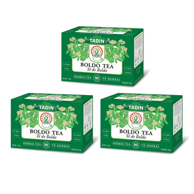 Boldo Herbal Tea - Natural Digestive Aid, Caffeine-Free, 3 Pack of 24 Bags