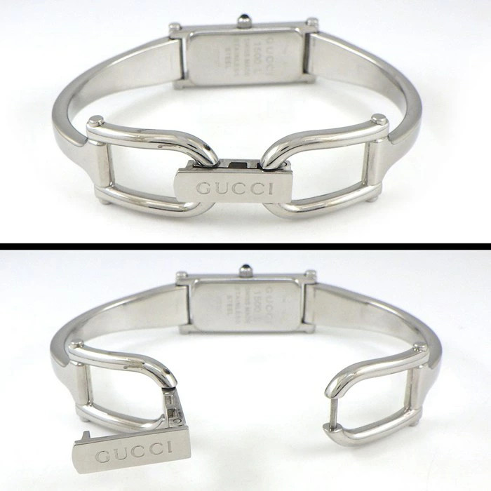 Gucci Rectangular Bangle Watch Pink Shell Dial 15… - image 3