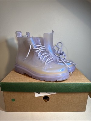 MINI MELISSA COTURNO CLEAR PEARLY BLUE LACE UP BOOTS ( SZ: 4)