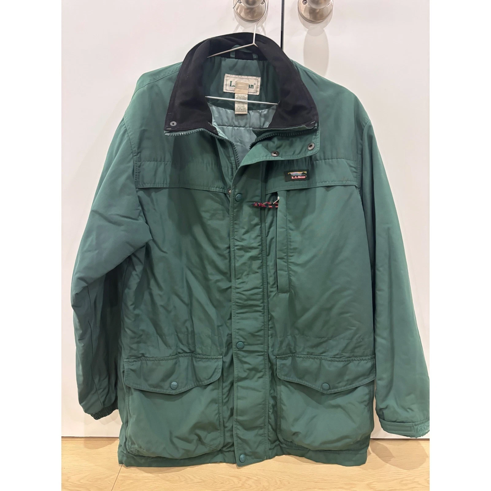 LL Bean Mens Baxter State Parka Jacket Green Vintage Field Coat Medium 02322