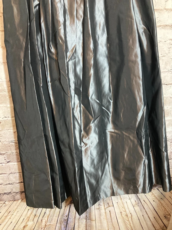 Vintage Tofy Formal Skirt 10 Silver Taffeta Acetate Full Length Party Evening Foto 2 de 4