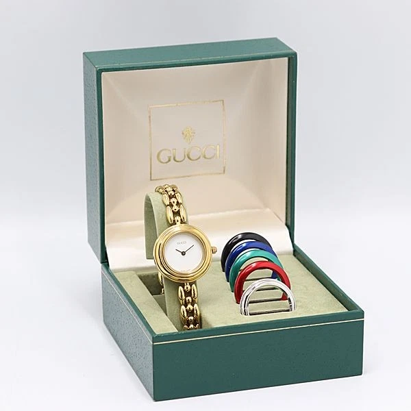Orologio GUCCI 11 12.2 Cambio Lunetta Quadrante Bianco Quarzo con Scatola Orologio Donna