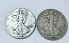 WALKING LIBERTY SILVER HALF DOLLAR 90% SILVER LOT OF 2 CIRCULATED COINS #9603