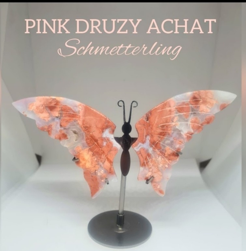 Pink Druzy Achat Schmetterling – Edelstein / Dekorationsobjekt