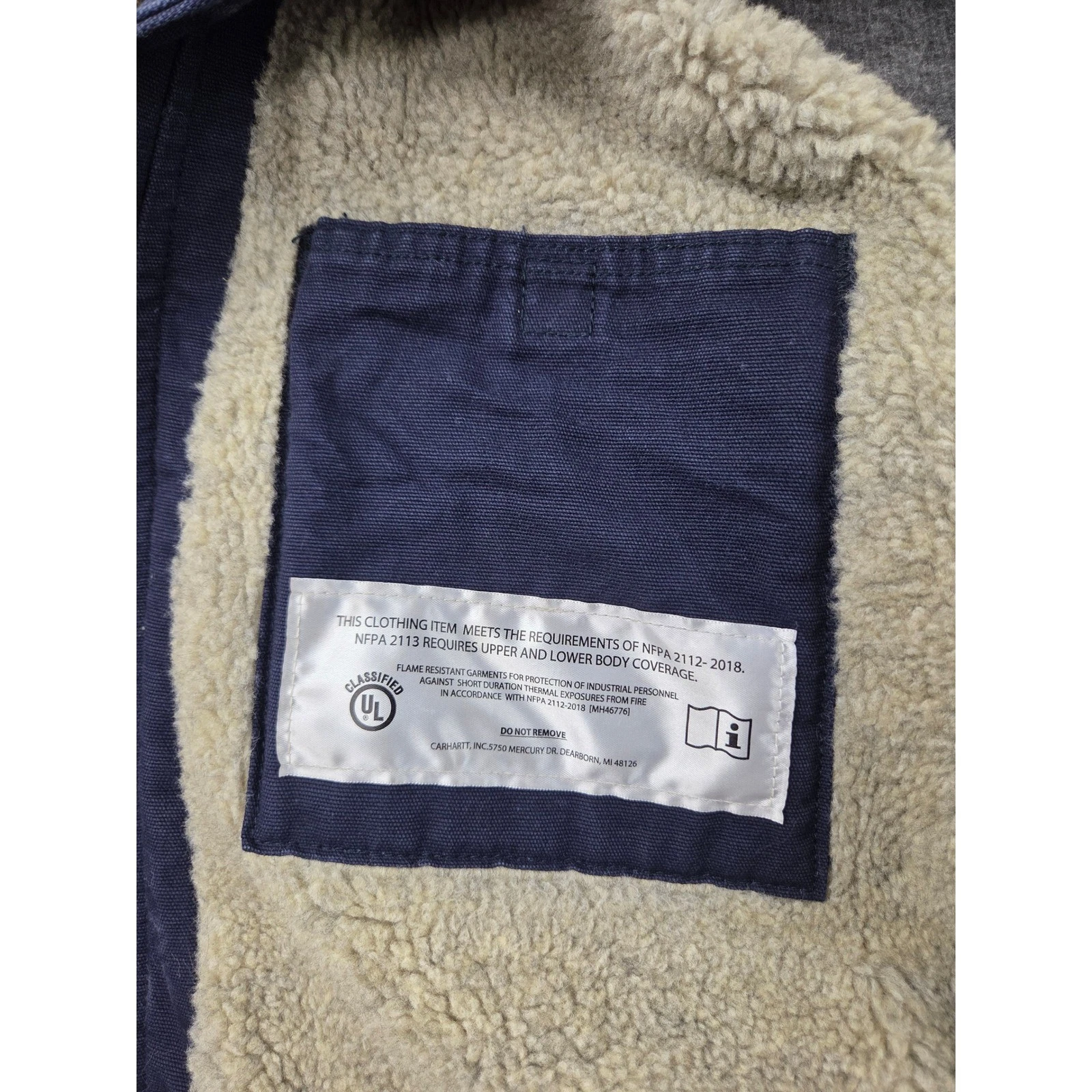 Carhartt Vest Mens XL Navy Blue FR Flame Resistant Sherpa Lined Duck CAT 4 image 13