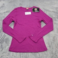 Dickies Shirt Womens S Magenta Round Neck Rib Knit Pullover Medical Uniform 
