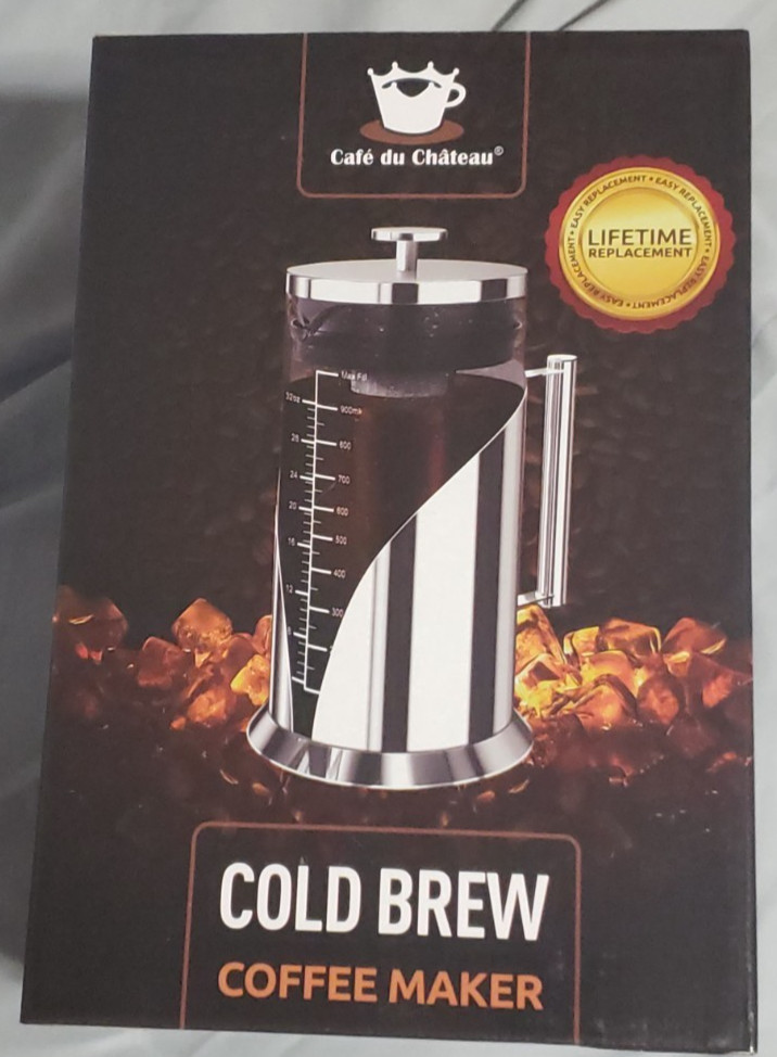 Cafe Du Chateau Cold Brew Coffee Maker, Iced Coffee, Tea (34oz) Stainless Steel