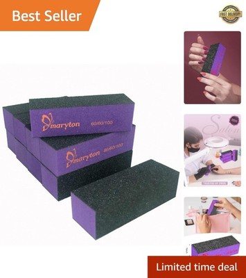 Efficient 60/100 Grit Nail Buffing File Set - 10 Pack in Stylish Black Purple