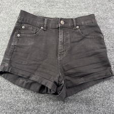 Garage Retro High Waist Denim Shorts Black Cuffed Size 01