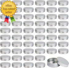 60 Pack Tins, 2Oz Metal round Tins, Aluminum Tin Cans Containers with Screw Lid
