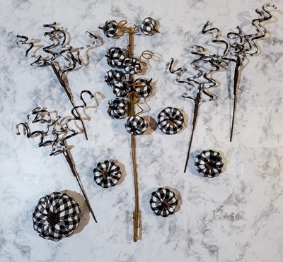 Black and White Checker Pumpkins With Checker Twisted Branches And Pumpkin Stem