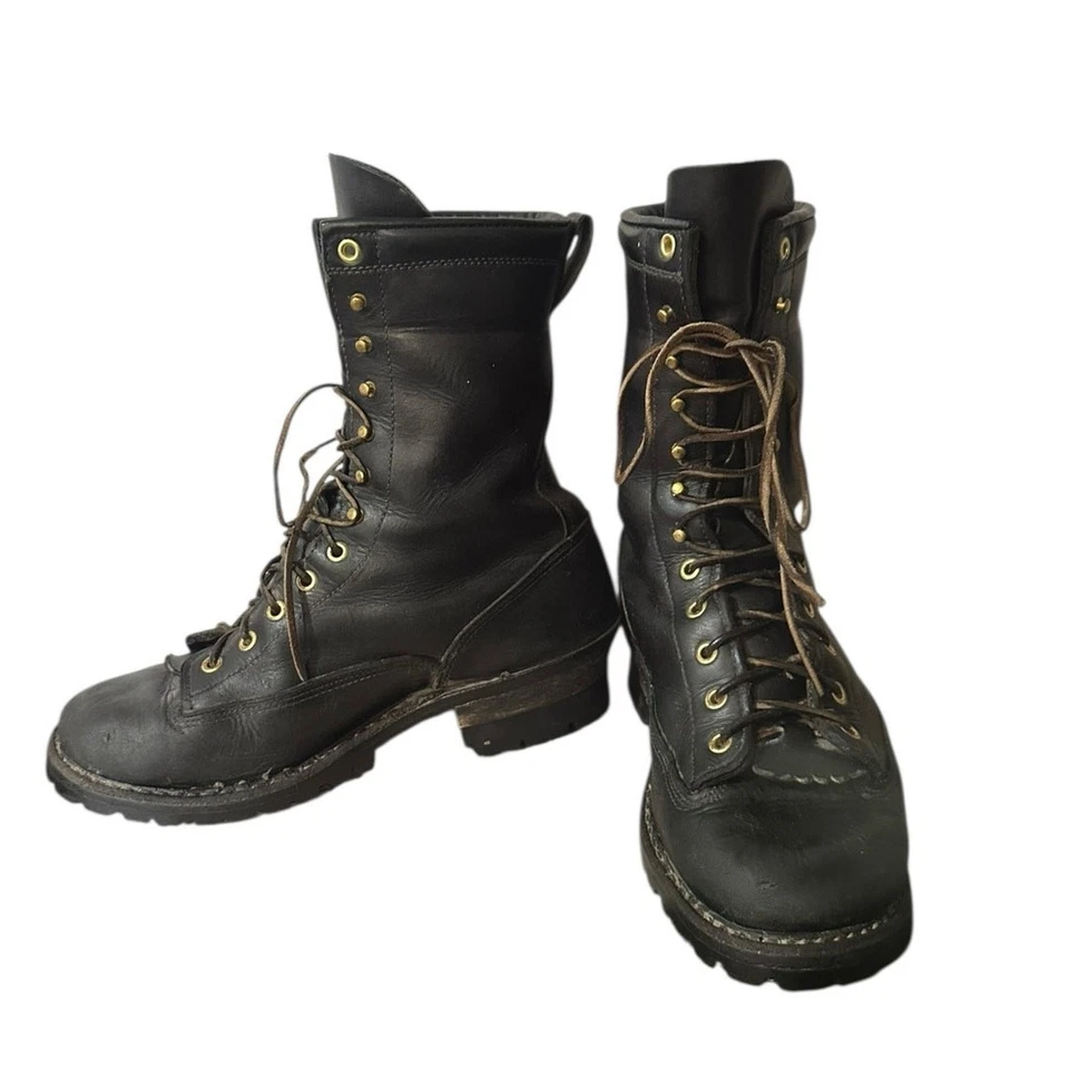 White's Boots Hathorn Explorer Fire Fighter Black Leather Boots Size 10 EE Used - Image 2 of 4