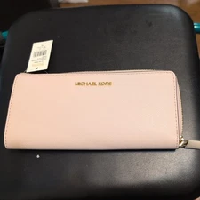 Michael Kors Women Medium Leather Bifold Zip Coin Credit Card Holder id Wallet