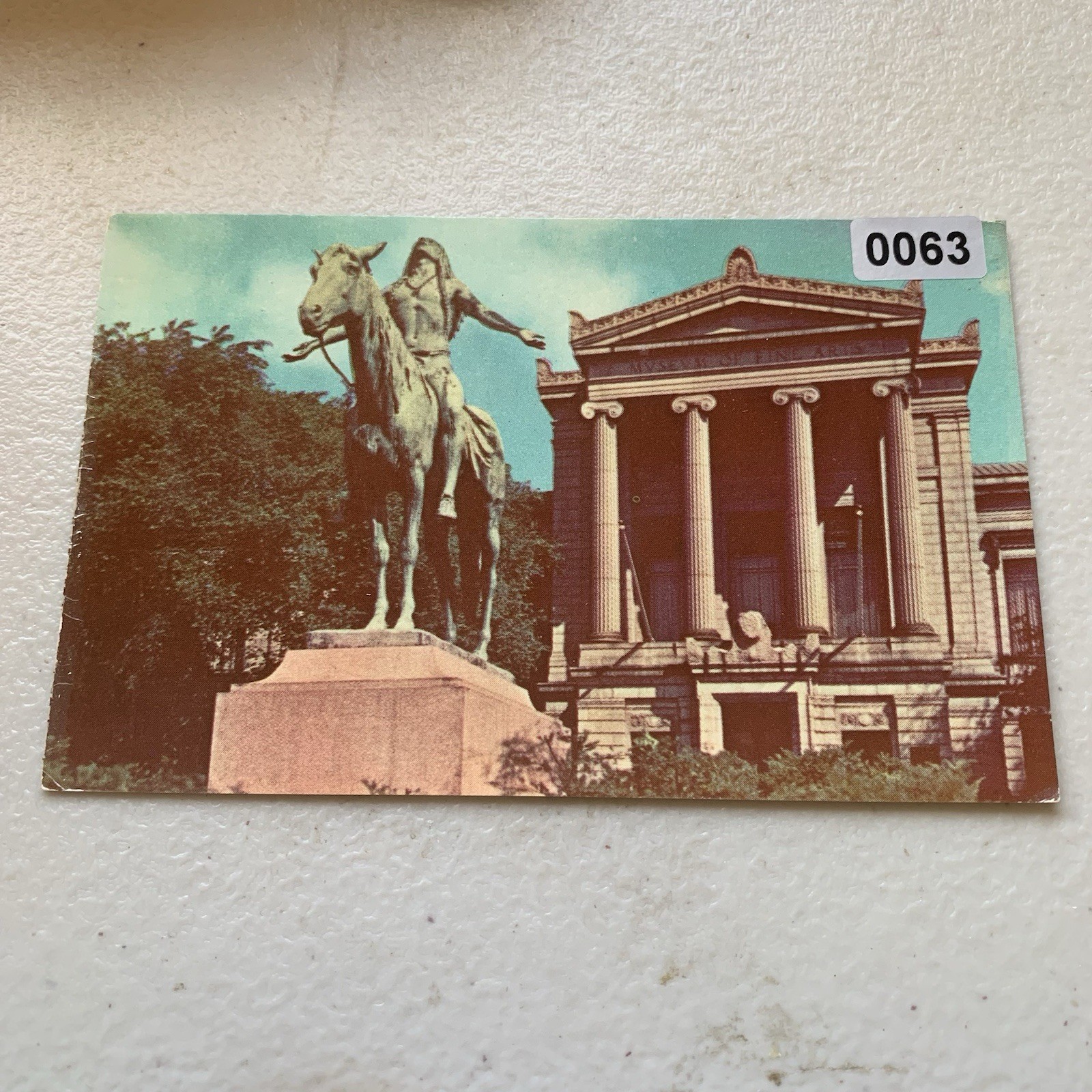 Postcard Great Spirit Statue Museum of Fine Arts Boston Massachusetts