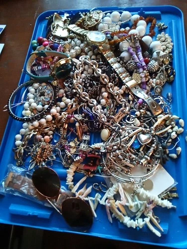 Vintage Costume Jewelry Junk Drawer Lot Watches Necklaces Bracelets Rings