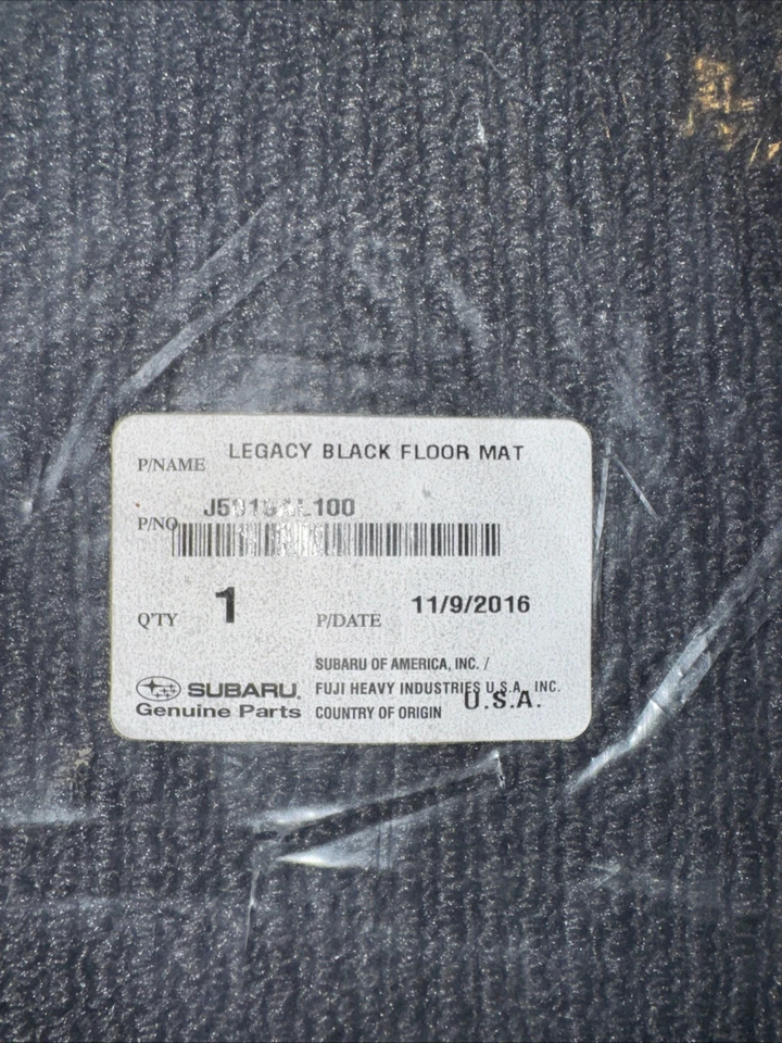 NUEVO JUEGO DE 4 ALFOMBRILLAS SUBARU LEGACY OEM J501SAL100 NEGRAS GENUINAS Foto 3 de 4